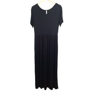 NWT Women's Minimalist Black Short Sleeve Maxi Dress Size XL